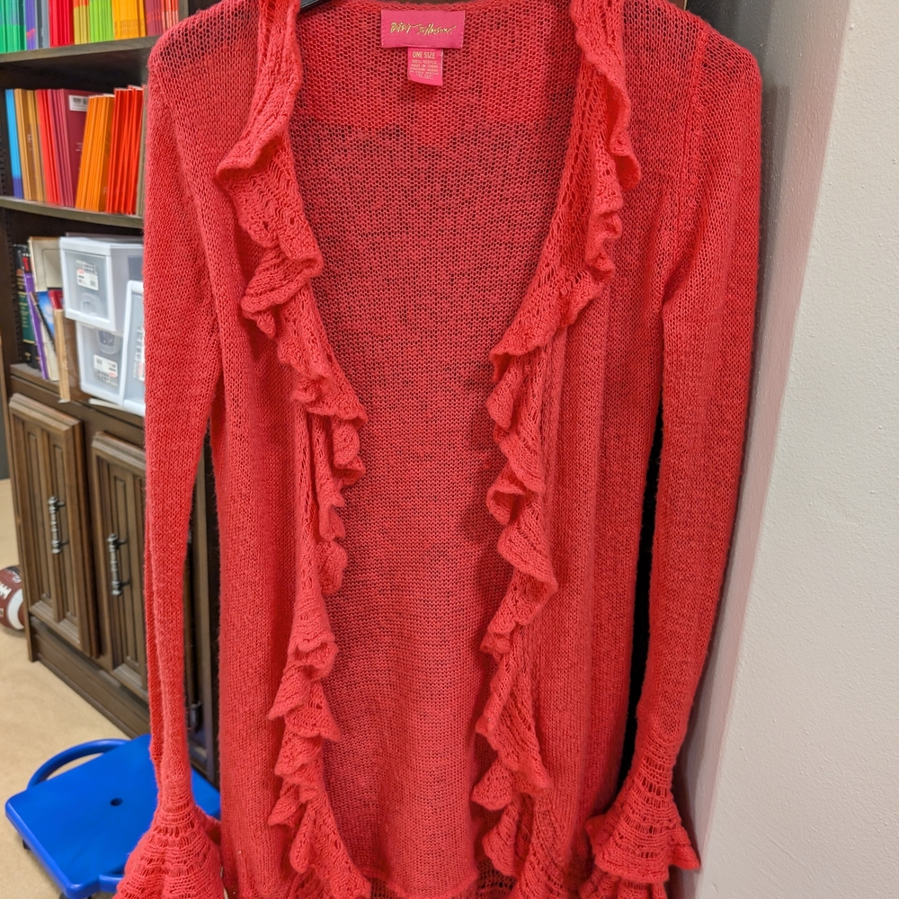 Betsey Johnson Y2K Long Crochet Cardigan Duster One size